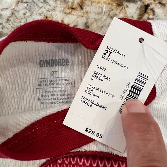 NWT Gymboree Boys Red & Ivory W/Skiing Christmas Bear Cotton Pajamas - Picture 6 of 9